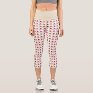 Pink clematics Blume Illustrationsfläche beige Capri Leggings