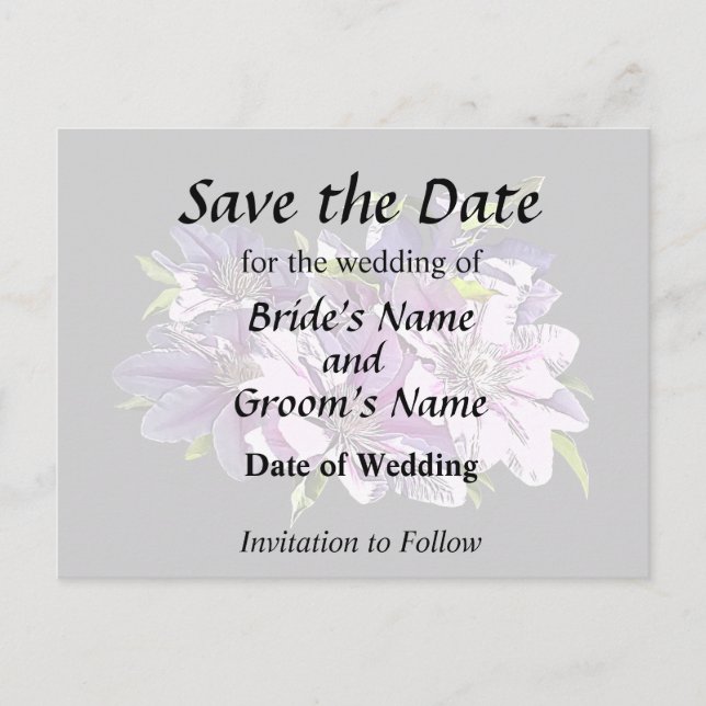 Pink Clematis Ankündigungspostkarte (Vorderseite)