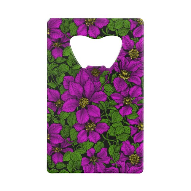 Pink Clematis Geldbeutel Flaschenöffner (Vorderseite)