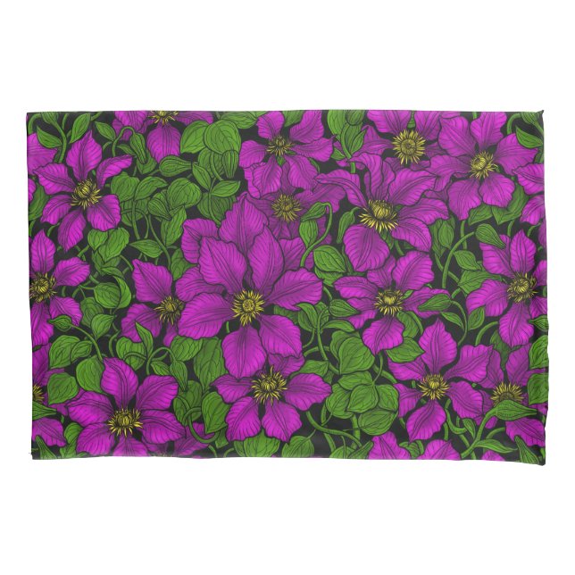 Pink Clematis Kissenbezug (Vorderseite)