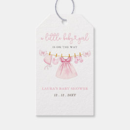 Pink Clothesline Coquette Bow Girl Babydusche Geschenkanhänger