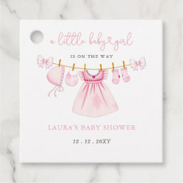 Pink Clothesline Coquette Bow Girl Babydusche Geschenkanhänger