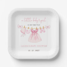 Pink Clothesline Coquette Bow Girl Babydusche