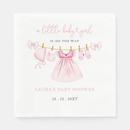 Pink Clothesline Coquette Bow Girl Babydusche Serviette
