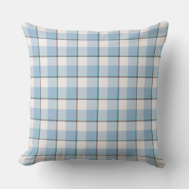 Pink Cloud and Blue Lagoon Plaid Throw Pillow Kissen