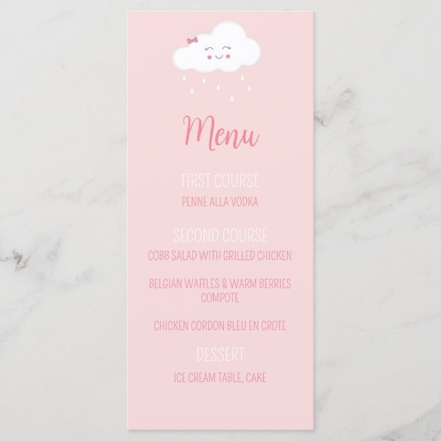 Pink Cloud Baby girl Douche Menu (Devant)