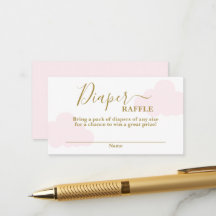 Pink Cloud baby shower Diaper Raffle Card