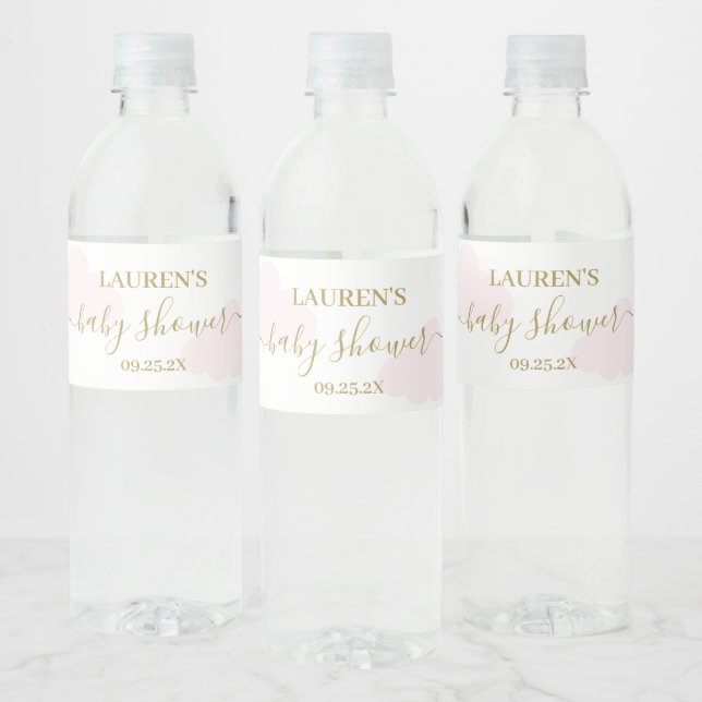 Pink Cloud Baby Shower Girl Beverage Label Set (Flaschen)