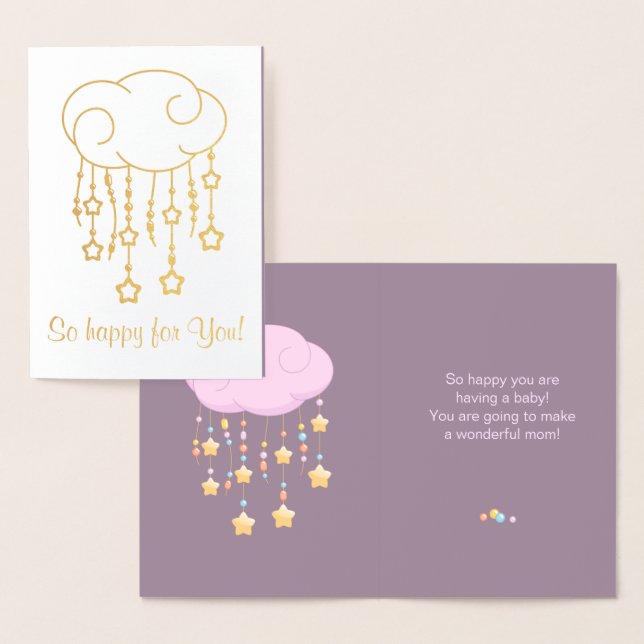 Pink Cloud Beads Stars Mobile mit Baby Folienkarte (Anzeige)