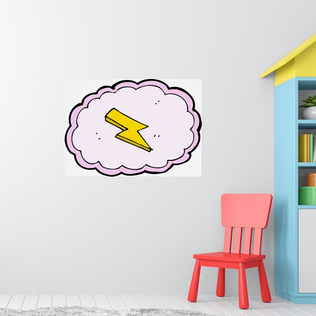Pink Cloud Yellow Lightning Bolt Poster (Von Creator hochgeladen)