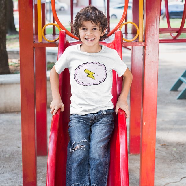 Pink Cloud Yellow Lightning Bolt T - Shirt (Von Creator hochgeladen)