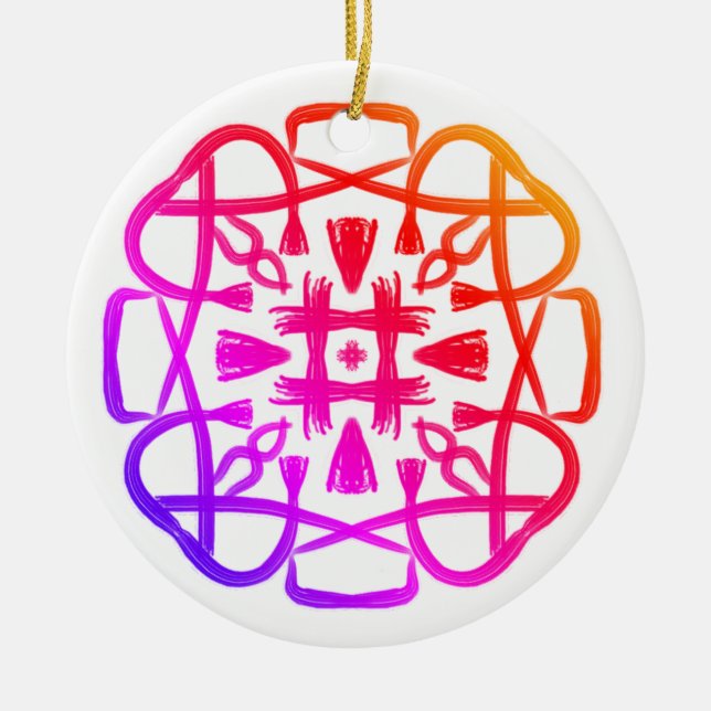 Pink Clover Crisscross Mandala #21 Keramik Ornament (Vorne)