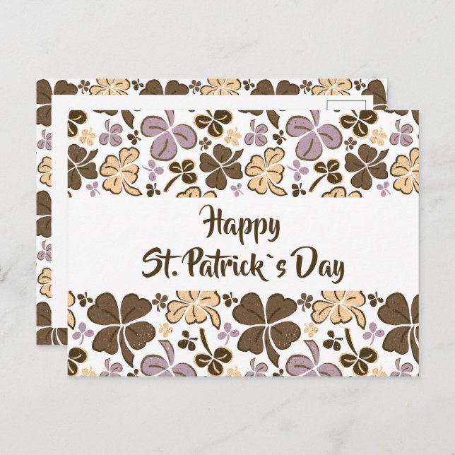 Pink Clover Kleeblatt Pattern St Patrick`s Day Postkarte (Vorne/Hinten)