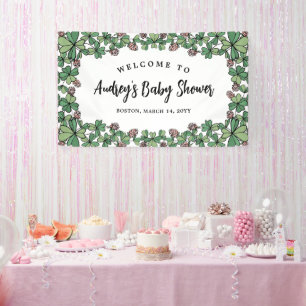 Pink Clovers Girl Baby Dusche Willkommen Banner