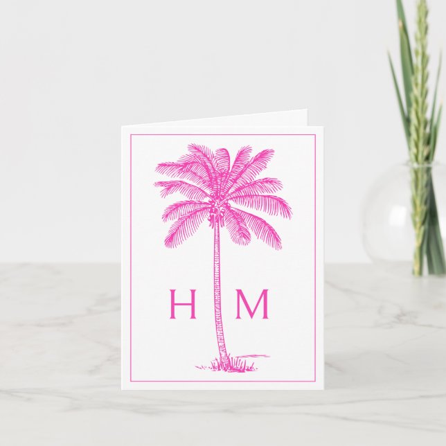 Pink Coastal Palmetto Palm Monogram (Devant)