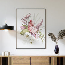 Pink Cockatop Parrot Wasserfarbe Kunst