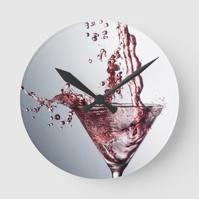 Pink Cocktail 3 Runde Wanduhr (Vorderseite)