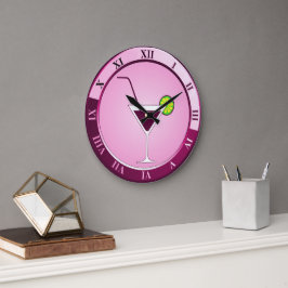 Pink Cocktail Bar Clock Große Wanduhr