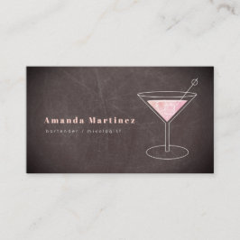 Pink Cocktail Barkeeper Mixologe Chalkboard Visitenkarte