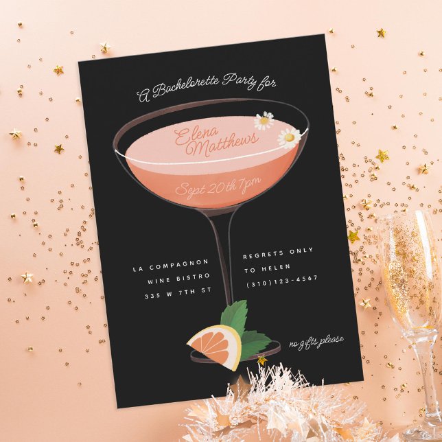 Pink Cocktail Junggeselinnen-Abschied Einladung (Von Creator hochgeladen)