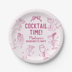 Pink Cocktail Party Bachelorette Umschlag Gefallen Pappteller