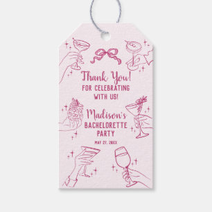 Pink Cocktail Party Retro Bachelorette Gefallen Geschenkanhänger