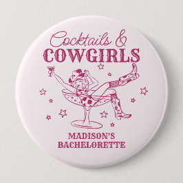 Pink Cocktails und Cowgirls Bachelorette Favoriten Button