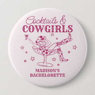 Pink Cocktails und Cowgirls Bachelorette Favoriten Button