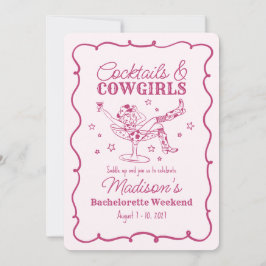 Pink Cocktails und Cowgirls Nash Bash Bachelorette Einladung