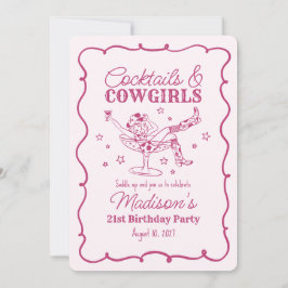 Pink Cocktails und Cowgirls Nash Bash Birthday Einladung