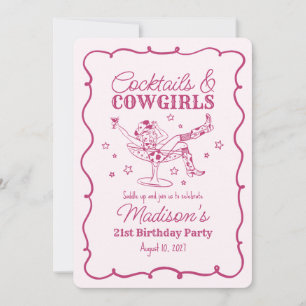 Pink Cocktails und Cowgirls Nash Bash Birthday Einladung