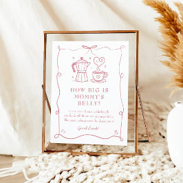 Pink Coffee Baby Shower Belly Sign Poster
