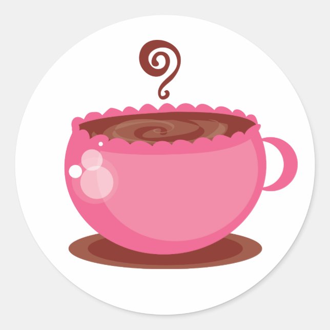 Pink Coffee Cup Coordinated Umschlag Aufkleber (Vorderseite)