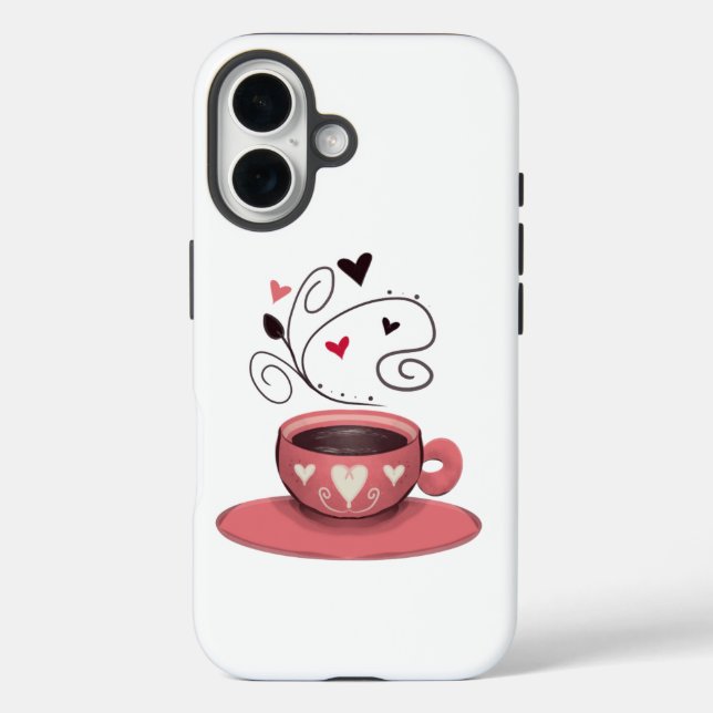 Pink Coffee Cup iPhone 16 Hülle (Rückseite)