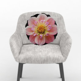 Pink Collarette Dahlia auf der schwarzen Flora Rundes Kissen