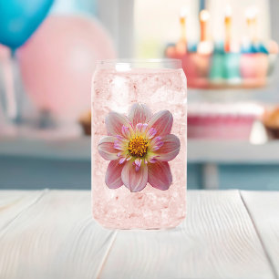Pink Collarette Dahlia Bloom Floral Dosenglas
