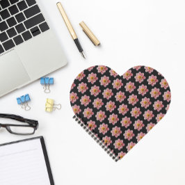 Pink Collarette Dahlia Blumenmuster auf schwarz Notizbuch