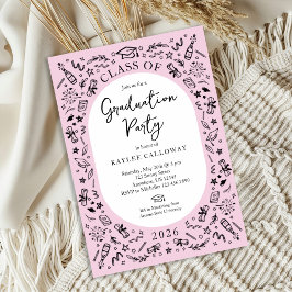 Pink College Graduation Invitation Einladung