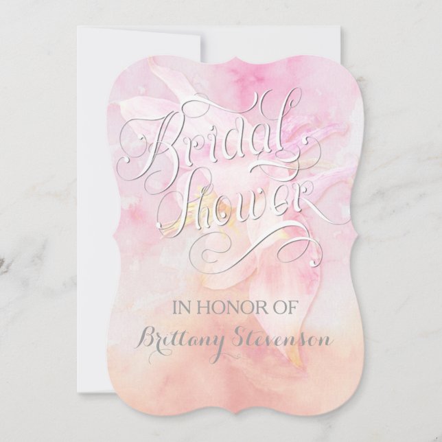 PINK COLUMBINE BLUME WATERCOLOR SPLASH WEDD EINLADUNG (Vorderseite)