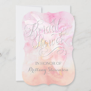 PINK COLUMBINE BLUME WATERCOLOR SPLASH WEDD EINLADUNG