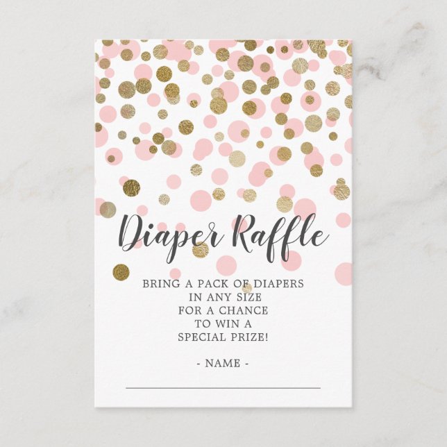 Pink Confetti Babydusche Windeln Raffle Ticket Begleitkarte (Vorderseite)
