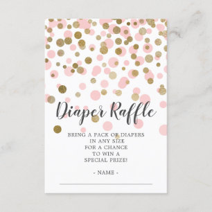 Pink Confetti Babydusche Windeln Raffle Ticket Begleitkarte