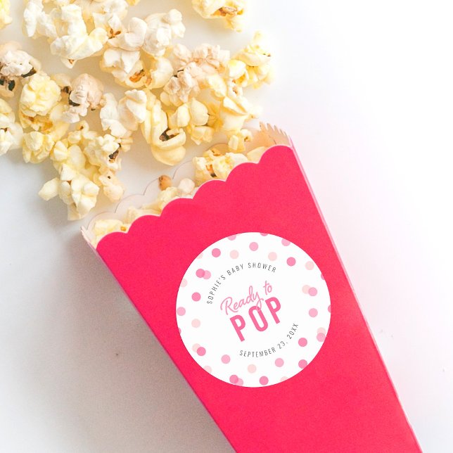 Pink Confetti Bereit zum Pop Kinderdusche Runder Aufkleber (Von Creator hochgeladen)