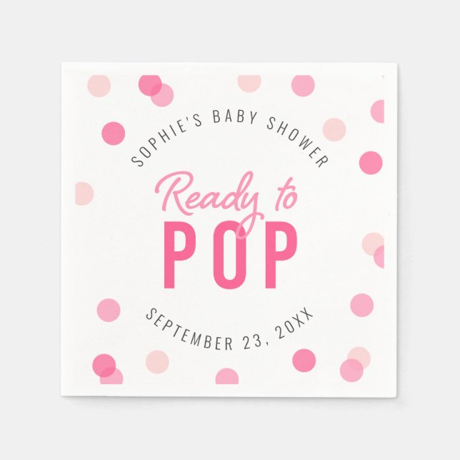 Pink Confetti Bereit zum Pop Kinderdusche Serviette (Vorderseite)