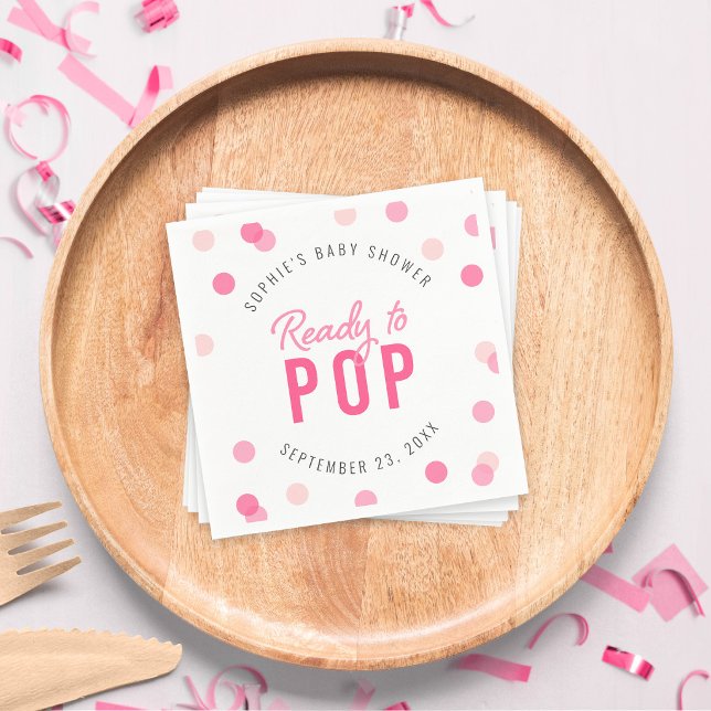 Pink Confetti Bereit zum Pop Kinderdusche Serviette (Von Creator hochgeladen)