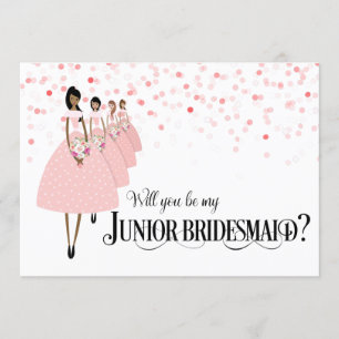 Pink Confetti bin meine Junior Bridesmaid Ethnic Einladung