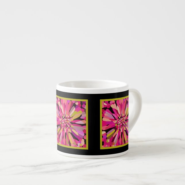 Pink Confetti Blume Espressotasse (Vorderseite Rechts)