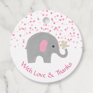 Pink Confetti Elephant Baby Girl Dusche Vielen Dan Geschenkanhänger