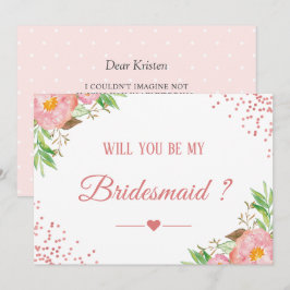 Pink Confetti Floral werden Sie meine Bridesmaid Einladung
