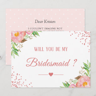 Pink Confetti Floral werden Sie meine Bridesmaid Einladung